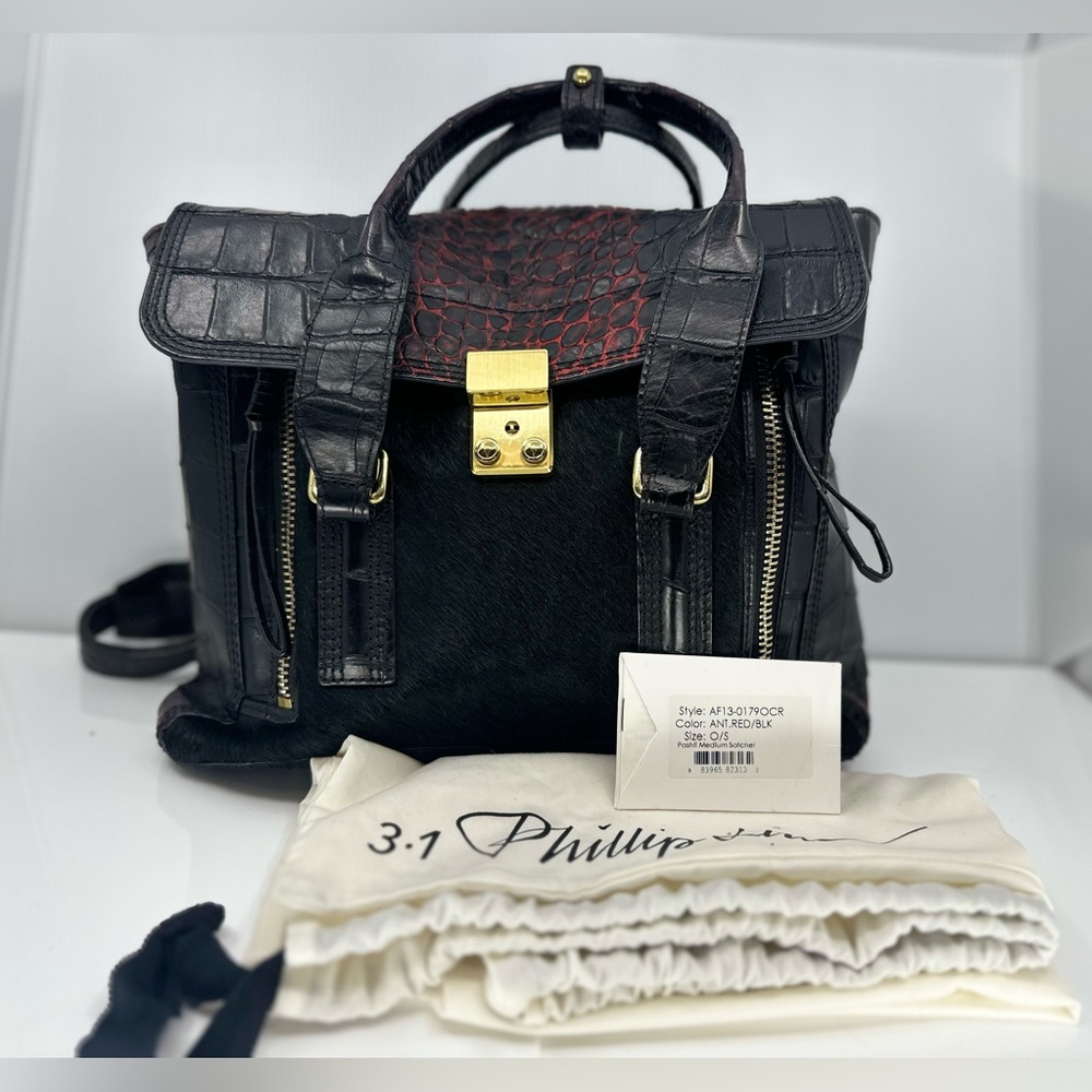 3.1 Phillip Lim Pashli Medium Satchel in Ant. Red/cBlack